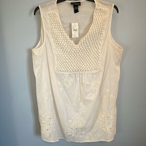Lane Bryant 100% cotton tank crochet detail at neck size 18/20